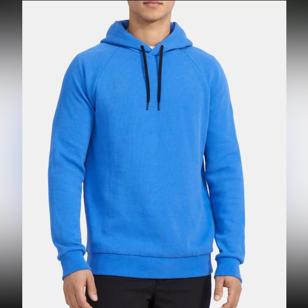 THEORY - Hoodie in Organic Cotton Thermal in Cornflower (Blue)